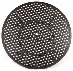 English Elm Round Round Dining Table Dark Lava Bronze 52" Aluminum Lattice Patio Table with Umbrella Hole, Sturdy ABQ-AHF-LD1031A-52