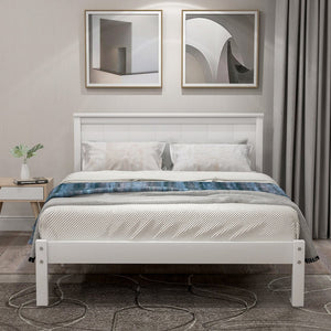 English Elm Platform Bed Frame with Headboard — Sturdy Pine & MDF Slat Support, No Box Spring Needed, Twin White WF212811AAK
