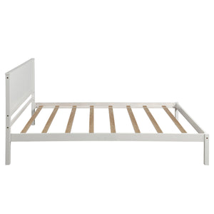 English Elm Platform Bed Frame with Headboard — Sturdy Pine & MDF Slat Support, No Box Spring Needed, Twin White WF212811AAK