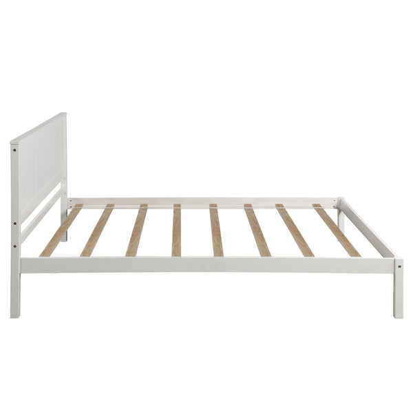 English Elm Platform Bed Frame with Headboard — Sturdy Pine & MDF Slat Support, No Box Spring Needed, Twin White WF212811AAK