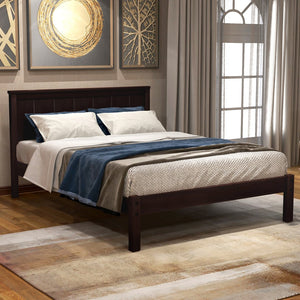 English Elm Platform Bed Frame with Headboard — Sturdy Pine & MDF Slat Support, No Box Spring Needed, Twin Espresso WF212811AAP