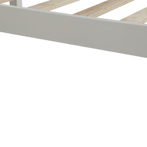 English Elm Platform Full Bed Frame with Headboard — Rustic-Modern Pine & MDF Slatted Support, No Box Spring Needed, Sturdy White WF212812AAK