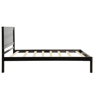 English Elm Platform Bed Frame with Headboard — Sturdy Pine & MDF Slat Support, No Box Spring Needed, Twin Espresso WF212811AAP