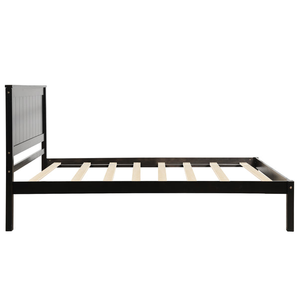English Elm Platform Bed Frame with Headboard — Sturdy Pine & MDF Slat Support, No Box Spring Needed, Twin Espresso WF212811AAP