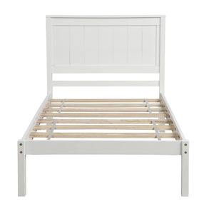 English Elm Platform Bed Frame with Headboard — Sturdy Pine & MDF Slat Support, No Box Spring Needed, Twin White WF212811AAK