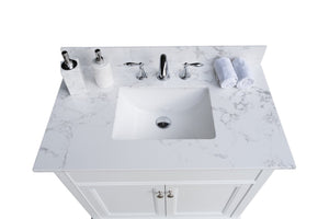 English Elm Montary 37-Inch Carrara Stone Vanity Top With Undermount Sink & Backsplash For Easy Bathroom Upgrade W50921988