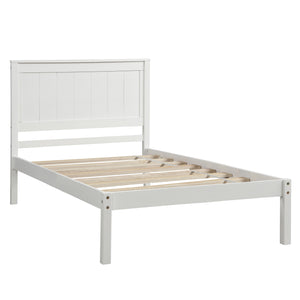 English Elm Platform Bed Frame with Headboard — Sturdy Pine & MDF Slat Support, No Box Spring Needed, Twin White WF212811AAK