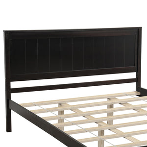 English Elm Platform Bed Sturdy Wood Slat Support with Headboard, No Box Spring Needed, Queen Size, Rustic Chic Finish Espresso WF212813AAP