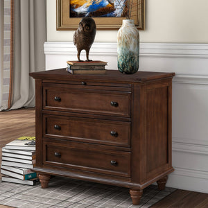 English Elm 3-Drawer Storage Wood Cabinet, End Table With Pull Out Tray (As Same As Wf296671Aad)