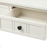 English Elm Trexm Daisy Series Console Table Traditional Design With Two Drawers and Bottom Shelf (Ivory White)