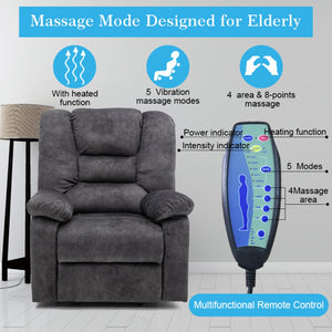 English Elm Recliners Power Lift Chair with Massage Heating and Usb Port for Living Room W547S00087