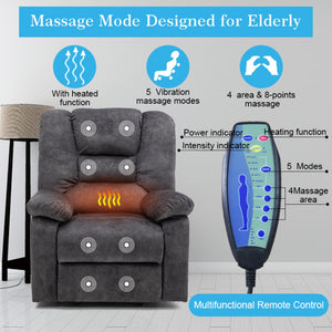English Elm Recliners Power Lift Chair with Massage Heating and Usb Port for Living Room W547S00087