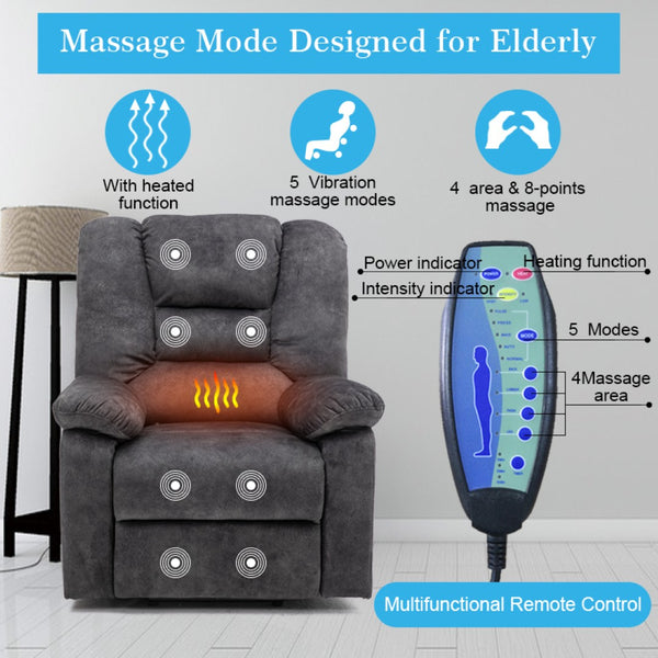 English Elm Recliners Power Lift Chair with Massage Heating and Usb Port for Living Room W547S00087