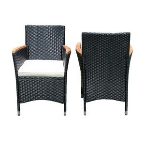 English Elm Eelifee 7-Piece Outdoor Wicker Dining Set With Acacia Wood Top - Stylish, Durable, And Comfortable! W329S00006