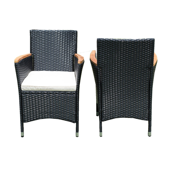 English Elm Eelifee 7-Piece Outdoor Wicker Dining Set With Acacia Wood Top - Stylish, Durable, And Comfortable! W329S00006