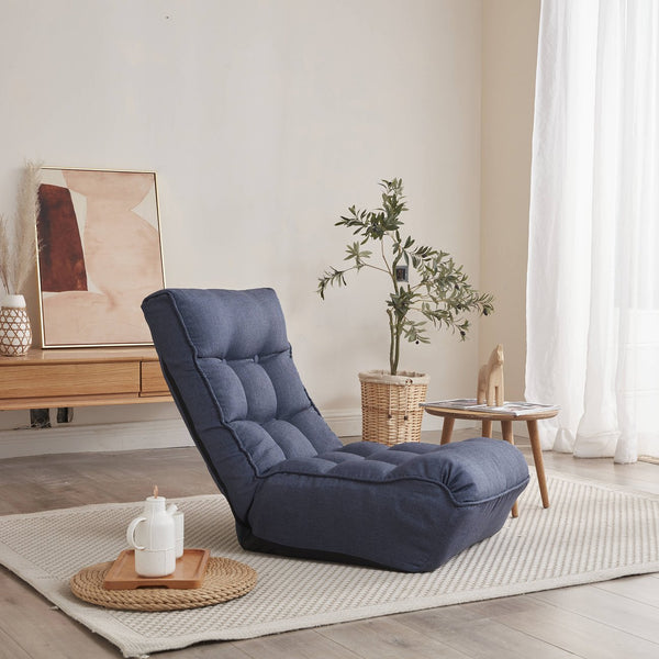 English Elm Single Japanese floor recliner chair - adjustable 3-angle folding tatami sofa for reading, gaming, lounging W24417794