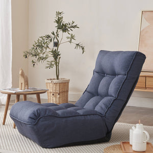 English Elm Single Japanese floor recliner chair - adjustable 3-angle folding tatami sofa for reading, gaming, lounging W24417794