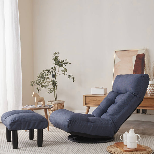 English Elm floor folding reclining chair for living room tatami dormitory—adjustable 3-position comfy space-saving sofa W24417915