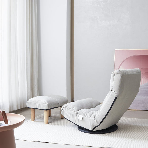English Elm Single multifunctional reclining floor chair — Japanese tatami-style adjustable sofa for reading, gaming, napping, space-saving foldable comfort W24417916