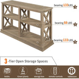 English Elm Trexm Console Table With 3-Tier Open Storage Spaces and “X” Legs, Narrow Sofa Entry Table For Living Room, Entryway and Hallway (White Wash)