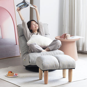 English Elm Single multifunctional reclining floor chair — Japanese tatami-style adjustable sofa for reading, gaming, napping, space-saving foldable comfort W24417916