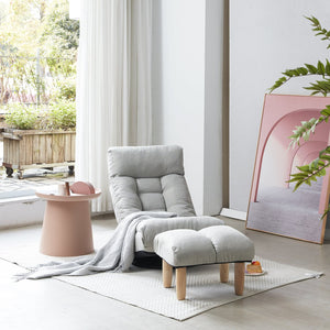 English Elm Single multifunctional reclining floor chair — Japanese tatami-style adjustable sofa for reading, gaming, napping, space-saving foldable comfort W24417916