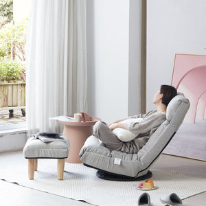 English Elm Single multifunctional reclining floor chair — Japanese tatami-style adjustable sofa for reading, gaming, napping, space-saving foldable comfort W24417916