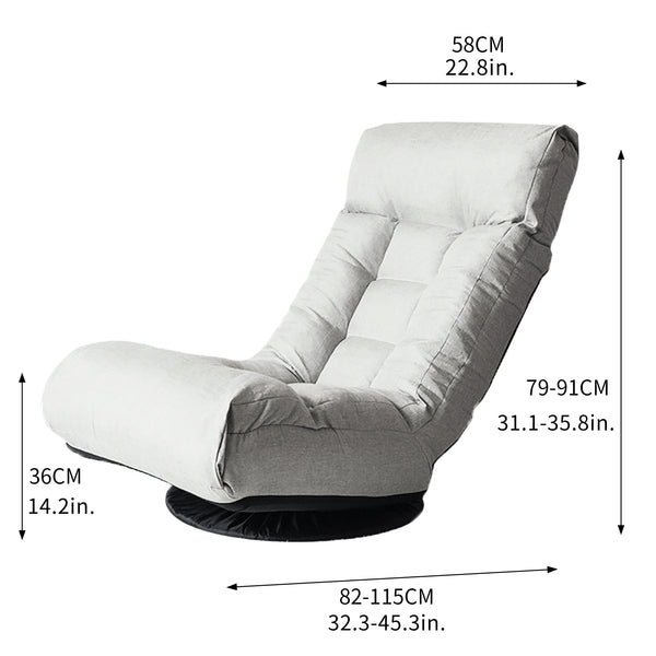 English Elm Single multifunctional reclining floor chair — Japanese tatami-style adjustable sofa for reading, gaming, napping, space-saving foldable comfort W24417916