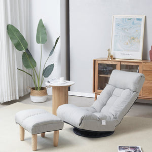 English Elm Single multifunctional reclining floor chair — Japanese tatami-style adjustable sofa for reading, gaming, napping, space-saving foldable comfort W24417916