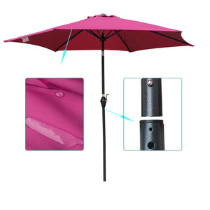 English Elm 9FT Outdoor Patio Umbrella with 108" Hex Canopy, Crank Lift & Tilt, UV40+ Weather-Resistant Steel Pole Burgundy W65632232