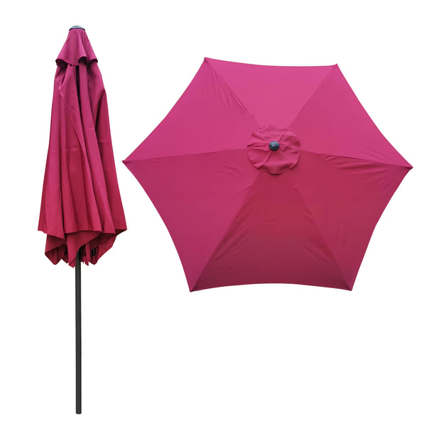 English Elm 9FT Outdoor Patio Umbrella with 108" Hex Canopy, Crank Lift & Tilt, UV40+ Weather-Resistant Steel Pole Burgundy W65632232