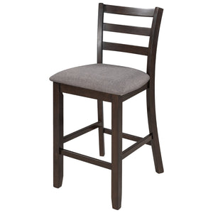 English Elm Trexm Rubberwood Counter Height Dining Set Espresso Finish Upholstered Chairs ST000034AAP