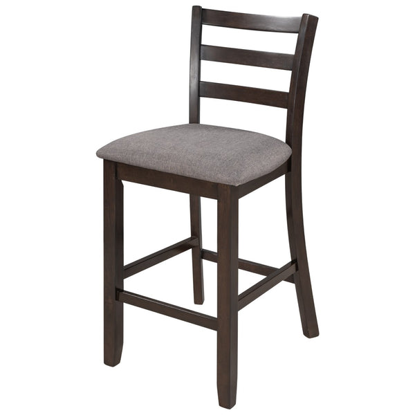 English Elm Trexm Rubberwood Counter Height Dining Set Espresso Finish Upholstered Chairs ST000034AAP