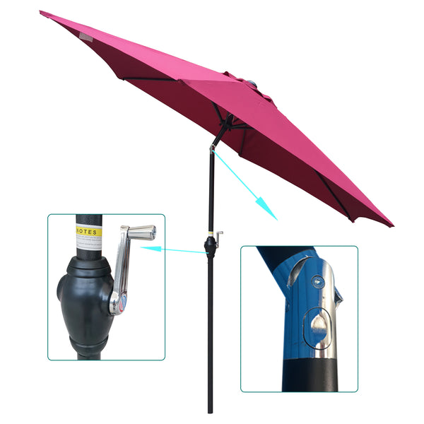 English Elm 9FT Outdoor Patio Umbrella with 108" Hex Canopy, Crank Lift & Tilt, UV40+ Weather-Resistant Steel Pole Burgundy W65632232