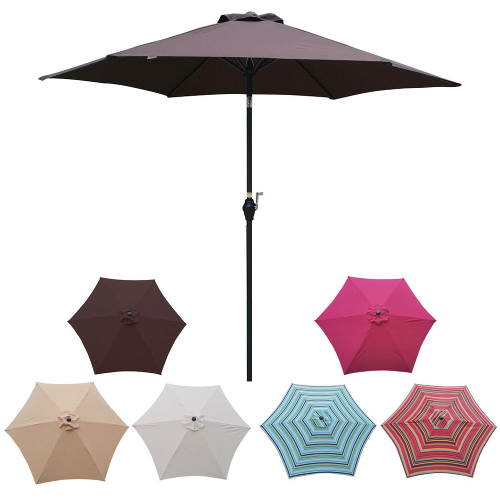 English Elm 9ft Outdoor Patio Umbrella Hexagonal Canopy Crank Tilt Wind Vent Upf 40 Steel Chocolate W65632233