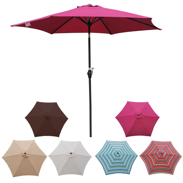 English Elm 9FT Outdoor Patio Umbrella with 108" Hex Canopy, Crank Lift & Tilt, UV40+ Weather-Resistant Steel Pole Burgundy W65632232