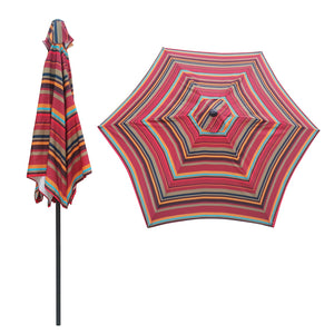 English Elm 9FT Outdoor Patio Umbrella with 108" Hex Canopy, Crank Lift & Tilt, UV40+ Weather-Resistant Steel Pole Red striped W65632236