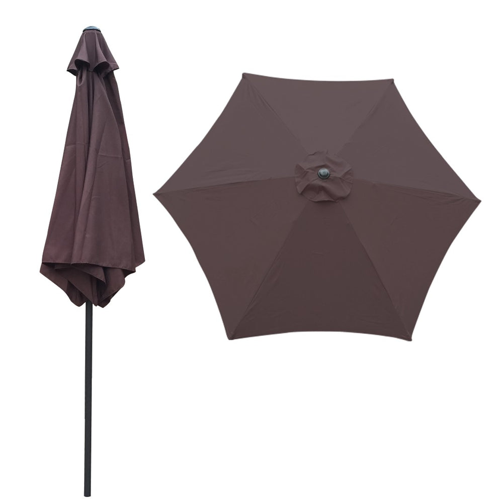 English Elm 9ft Outdoor Patio Umbrella Hexagonal Canopy Crank Tilt Wind Vent Upf 40 Steel Chocolate W65632233