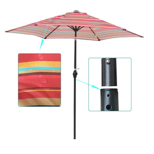 English Elm 9FT Outdoor Patio Umbrella with 108" Hex Canopy, Crank Lift & Tilt, UV40+ Weather-Resistant Steel Pole Red striped W65632236
