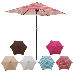 English Elm 9FT Outdoor Patio Umbrella with 108" Hex Canopy, Crank Lift & Tilt, UV40+ Weather-Resistant Steel Pole Red striped W65632236