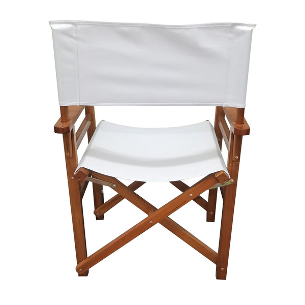 English Elm Folding Populus Wood Director Chair with Breathable Canvas Seat, Durable Foldable Design for Events Natural W49532122