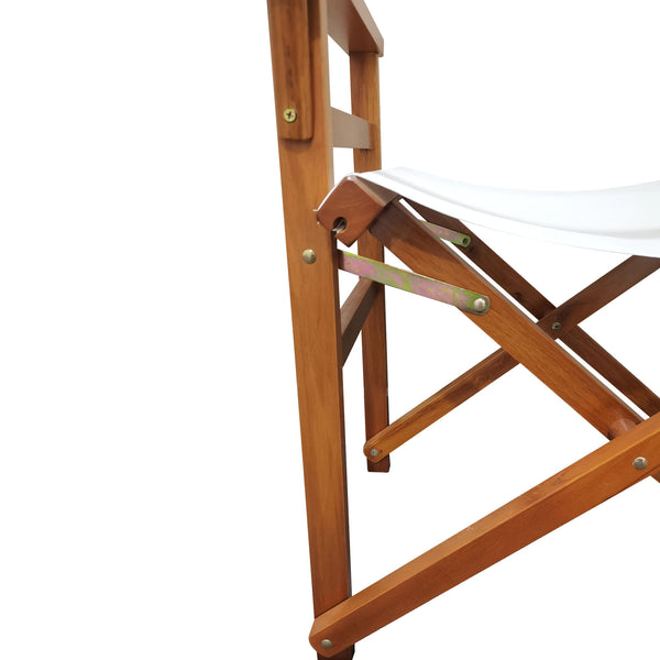 English Elm Folding Populus Wood Director Chair with Breathable Canvas Seat, Durable Foldable Design for Events Natural W49532122