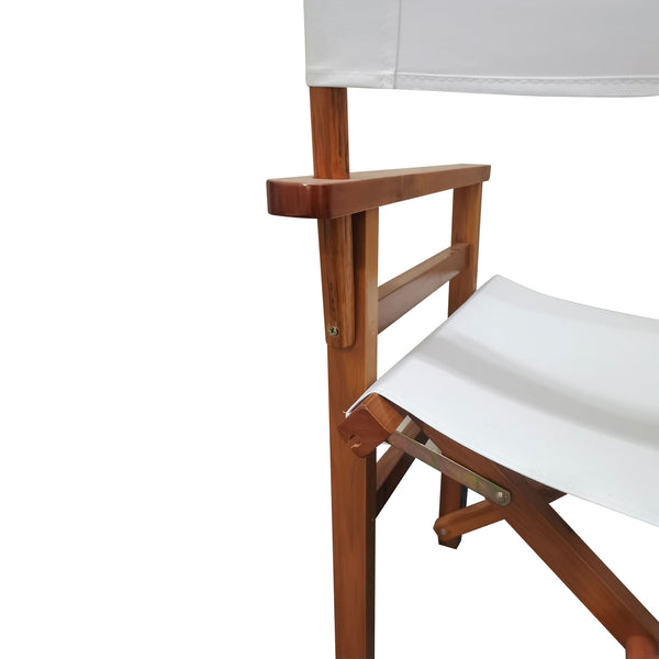 English Elm Folding Populus Wood Director Chair with Breathable Canvas Seat, Durable Foldable Design for Events Natural W49532122