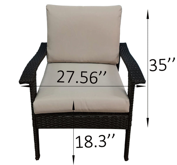 English Elm Outdoor Rattan Patio Lounge Set with Table & Ottoman, 5-Level Adjustable Chaise, Weather-Resistant Cushions W656S00001