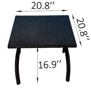 English Elm Outdoor Rattan Patio Lounge Set with Table & Ottoman, 5-Level Adjustable Chaise, Weather-Resistant Cushions W656S00001