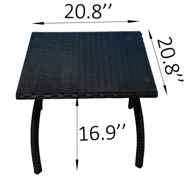 English Elm Outdoor Rattan Patio Lounge Set with Table & Ottoman, 5-Level Adjustable Chaise, Weather-Resistant Cushions W656S00001