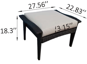 English Elm Outdoor Rattan Patio Lounge Set with Table & Ottoman, 5-Level Adjustable Chaise, Weather-Resistant Cushions W656S00001