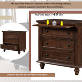 English Elm 3-Drawer Storage Wood Cabinet, End Table With Pull Out Tray (As Same As Wf296671Aad)