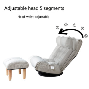 English Elm Single multifunctional reclining floor chair — Japanese tatami-style adjustable sofa for reading, gaming, napping, space-saving foldable comfort W24417916