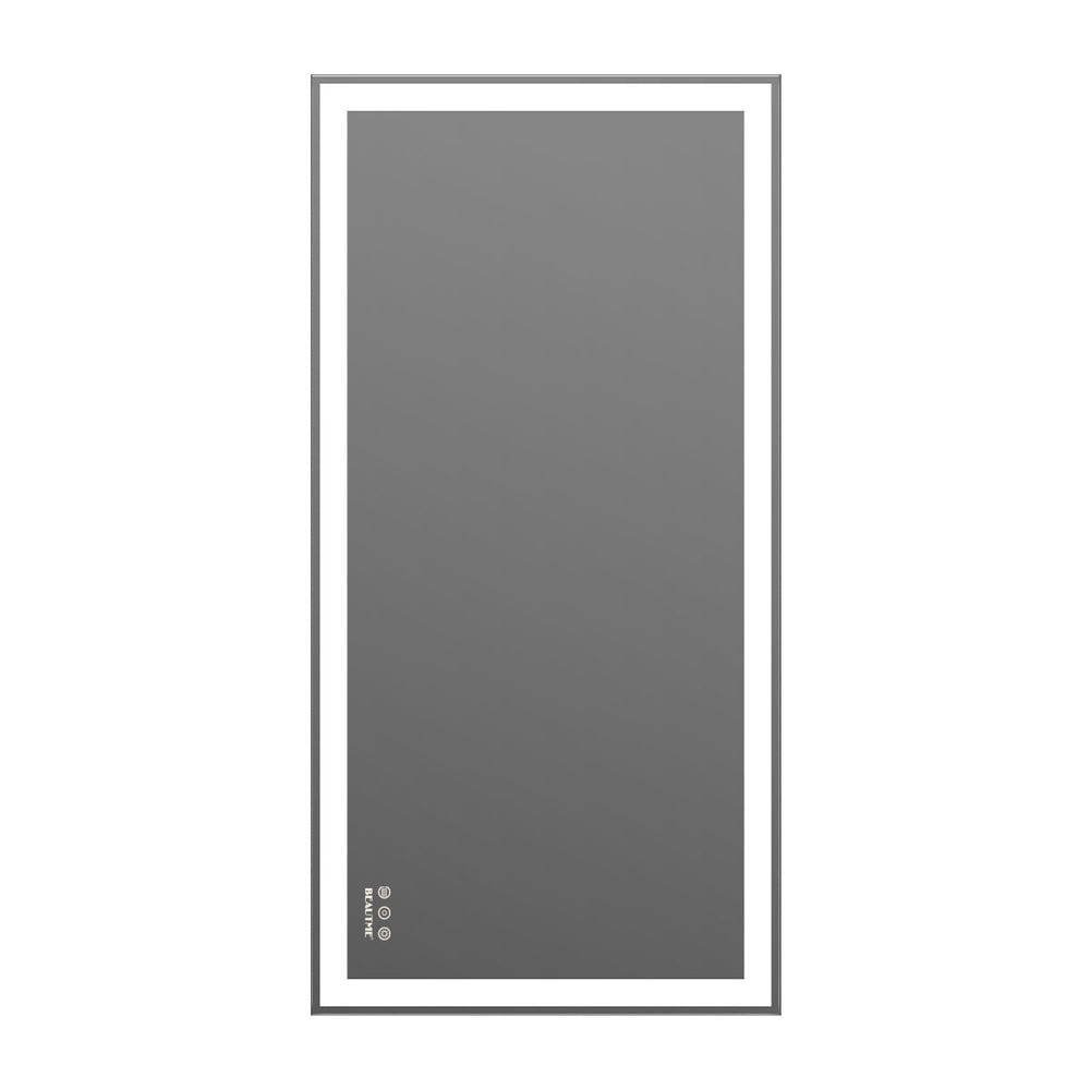 English Elm 48x24 LED Bathroom Vanity Mirror Silver Frame with Anti-Fog, Touch Dimmer, Memory, IP44 Waterproof Tray Shelf W70832310